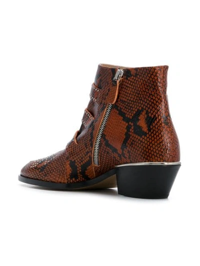 Shop Chloé Susanna Python Ankle Boots In Brown