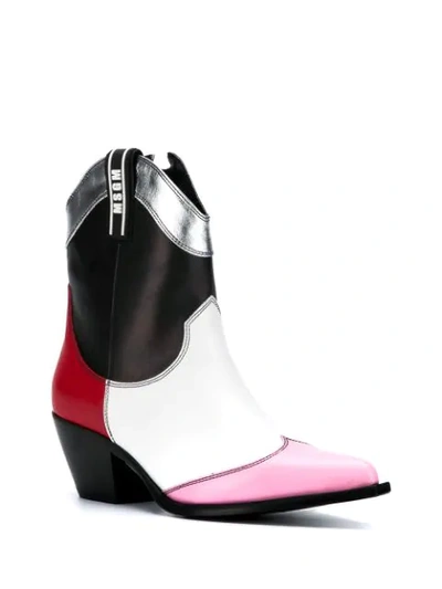 Shop Msgm Panelled Cowboy Boots In White