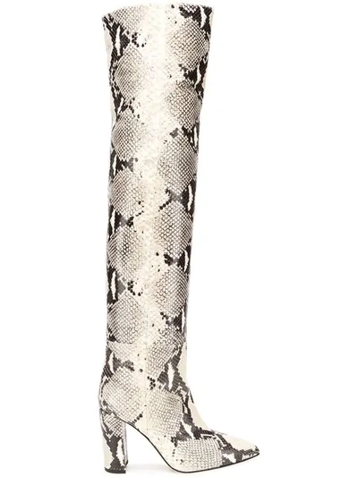 Shop Paris Texas Embossed Thigh High Boots In Neutrals