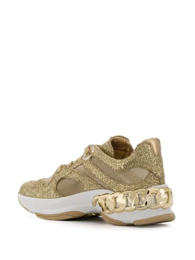 Shop Casadei Glitter Chunky Sneakers - Gold