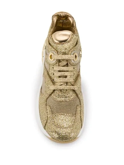 Shop Casadei Glitter Chunky Sneakers - Gold