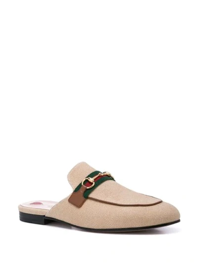 GUCCI PRINCETOWN CANVAS SLIPPERS - 大地色