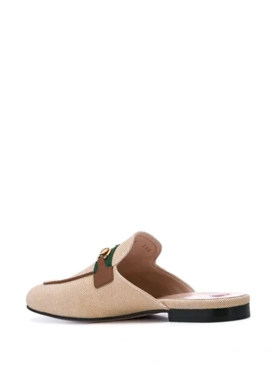 Shop Gucci Princetown Canvas Slippers In Neutrals