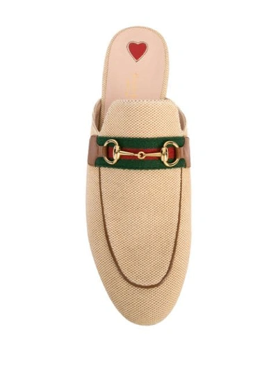 GUCCI PRINCETOWN CANVAS SLIPPERS - 大地色