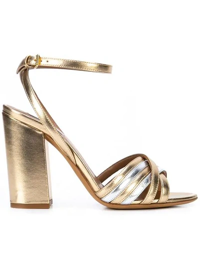 Shop Tabitha Simmons Peep Toe Sandals In Gold