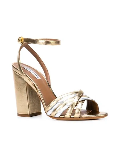 Shop Tabitha Simmons Peep Toe Sandals In Gold