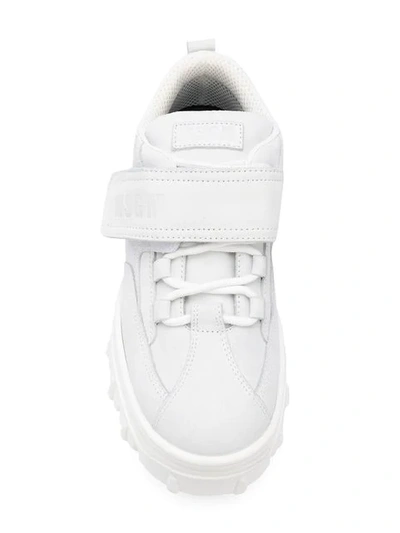 Shop Msgm Logo Strap Sneakers In White