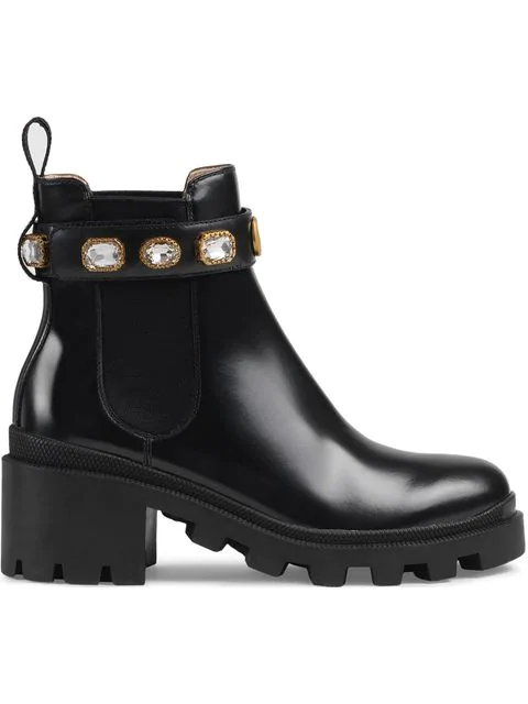 gucci trip leather ankle boots