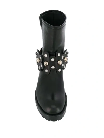 Shop Red Valentino Floral Buckled Boots In Black