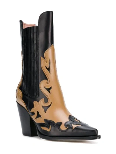 Shop Alberta Ferretti Two Tone Cowboy Boots In Black
