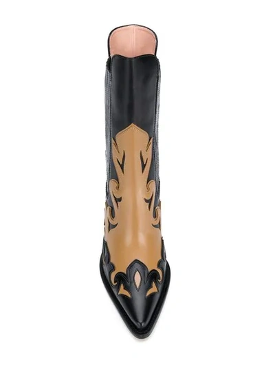 Shop Alberta Ferretti Two Tone Cowboy Boots In Black