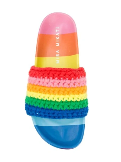 Shop Mira Mikati Knitted Rainbow Slides - Multicolour