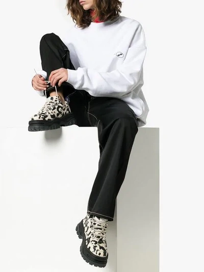 Shop Eytys Cream Angel Leopard Print Chunky Canvas Sneakers In Black