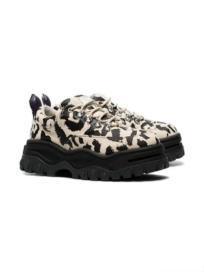 Shop Eytys Cream Angel Leopard Print Chunky Canvas Sneakers In Black