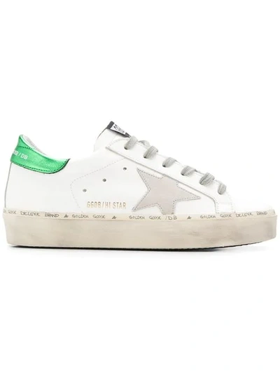 Shop Golden Goose Hi Star Sneakers In C1 White Leather Grass Ice Star