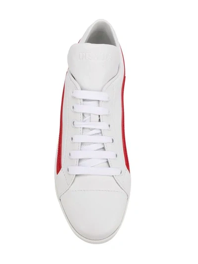 Shop Prada Logo Trim Sneakers In White