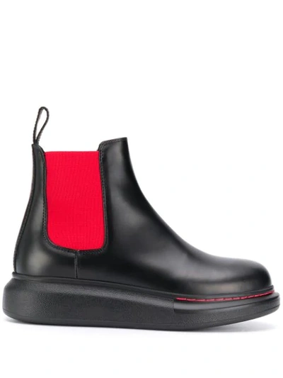 ALEXANDER MCQUEEN LEATHER TWO-TONE CHUNKY BOOTS - 黑色