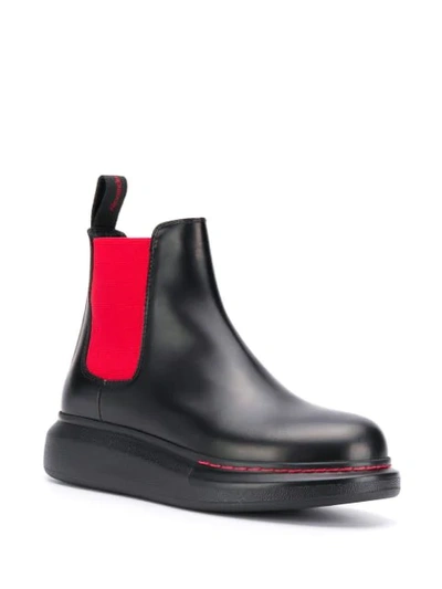 Shop Alexander Mcqueen Leather Two-tone Chunky Boots - Black