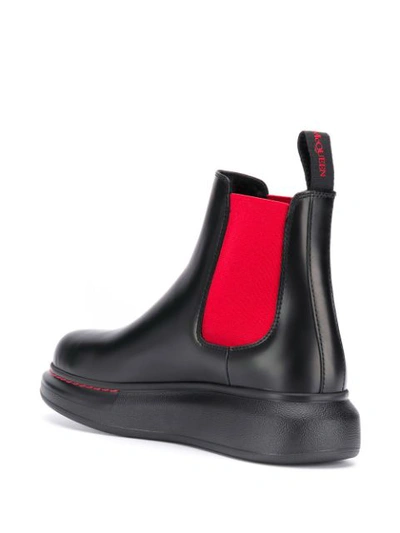 ALEXANDER MCQUEEN LEATHER TWO-TONE CHUNKY BOOTS - 黑色