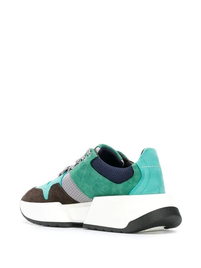 Shop Mm6 Maison Margiela Panelled Lace-up Sneakers In Green