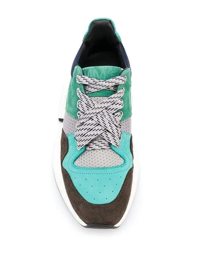 Shop Mm6 Maison Margiela Panelled Lace-up Sneakers In Green