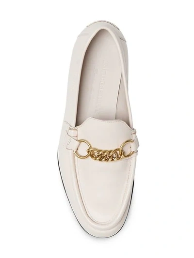 Shop Burberry Cream Solway Leather Loafers - White