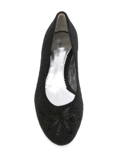 Pre-owned Giorgio Armani Bead Embellished Ballerina Flats In Black