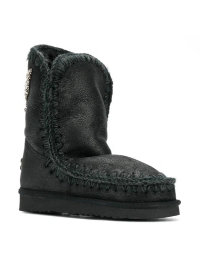 Shop Mou Eskimo Eagle Patch Boots In Black