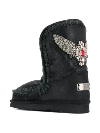 Shop Mou Eskimo Eagle Patch Boots In Black