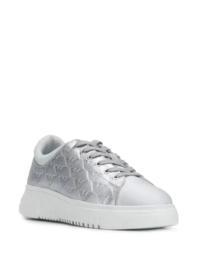 Shop Emporio Armani Monogram Chunky Sole Sneakers In Silver