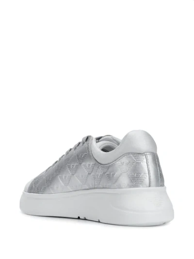 Shop Emporio Armani Monogram Chunky Sole Sneakers In Silver