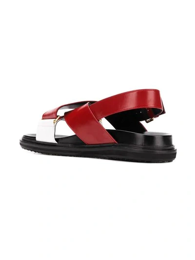 Shop Marni Fussbett Crossover Sandals In Red