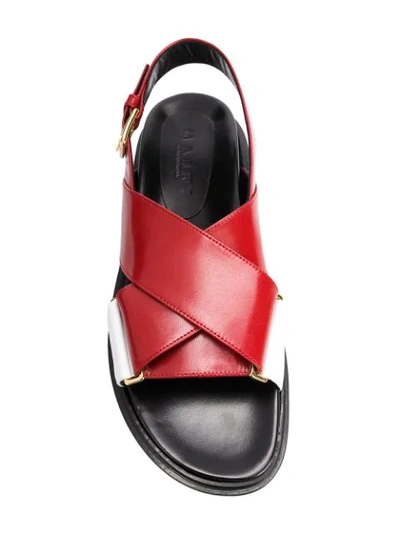 Shop Marni Fussbett Crossover Sandals In Red