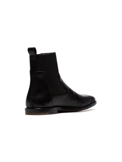 Shop Rick Owens Black Square Toe Leather Ankle Boots