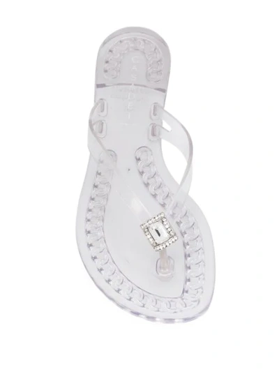 Shop Casadei Embellished Flip-flops In Neutrals