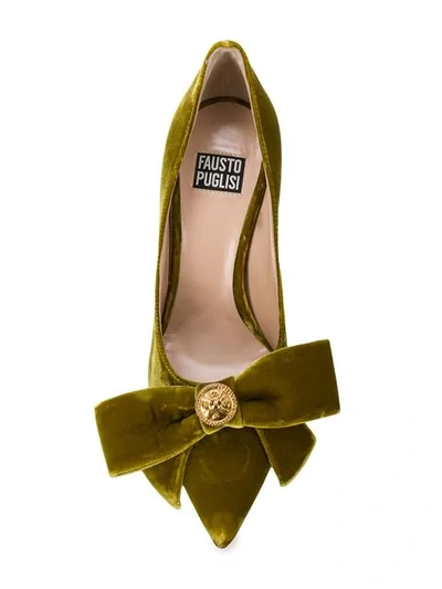 Shop Fausto Puglisi Bow Embellished Pumps In Green
