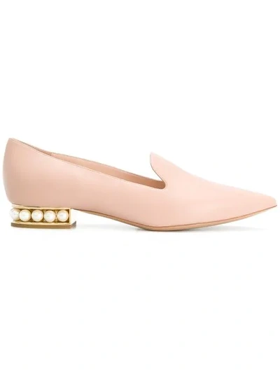 pearl embellished loafers