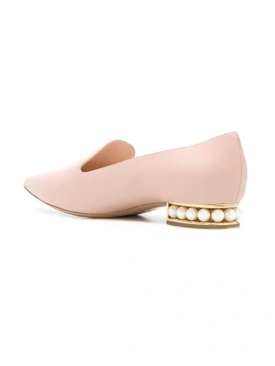 pearl embellished loafers