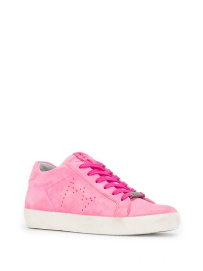Shop Leather Crown Tonal Low Top Sneakers In Pink