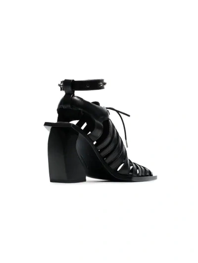 Shop Marques' Almeida 'cage' Lace Up 100 Leather Sandal Boots In Black