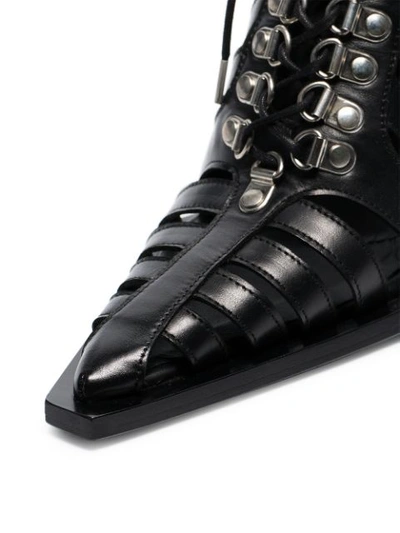 Shop Marques' Almeida 'cage' Lace Up 100 Leather Sandal Boots In Black