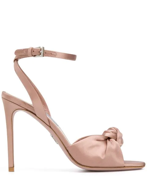 Prada Satin Knot-front Sandals In Pink 