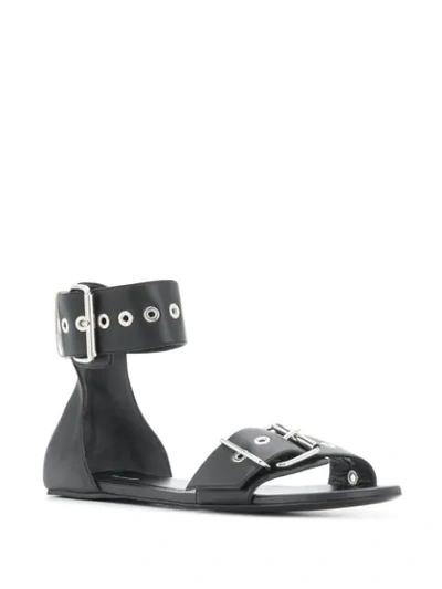 Shop Balenciaga Buckled Flat Sandals In Black