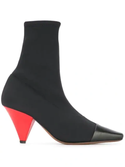 Shop Neous Contrast Cone Heel Sock Boots In Black