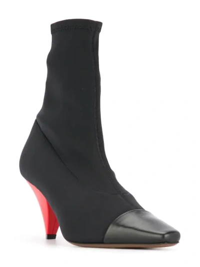 Shop Neous Contrast Cone Heel Sock Boots In Black