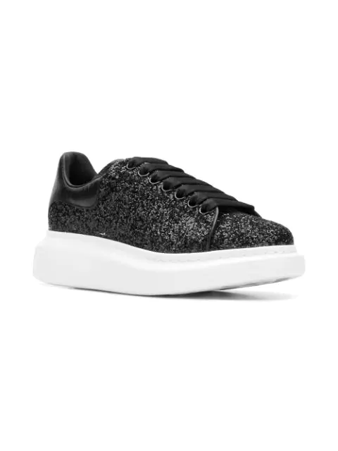 Alexander Mcqueen Leather-trimmed Glitter Sneakers In Black | ModeSens