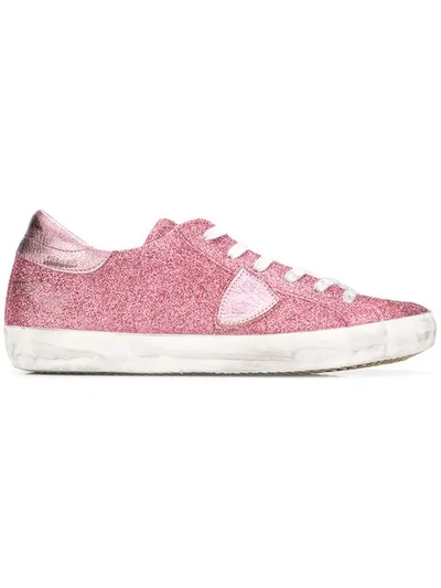 Shop Philippe Model Paris Glitter Sneakers In Pink