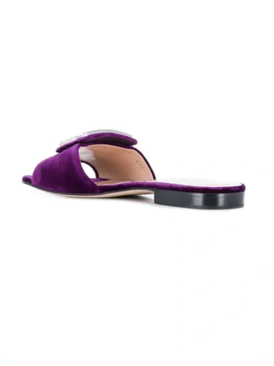 Shop Gucci Crystal G Velvet Slides In Purple