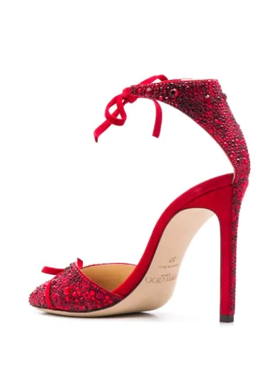 Shop Jimmy Choo Talaya 100mm Crystal Sandals In Red