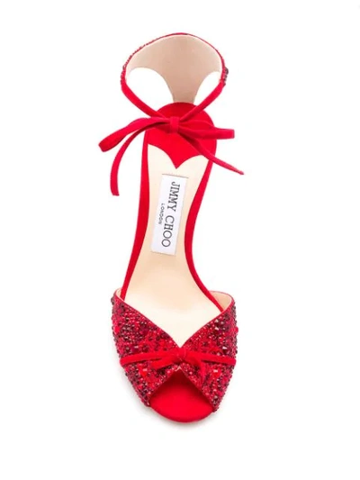 Shop Jimmy Choo Talaya 100mm Crystal Sandals In Red